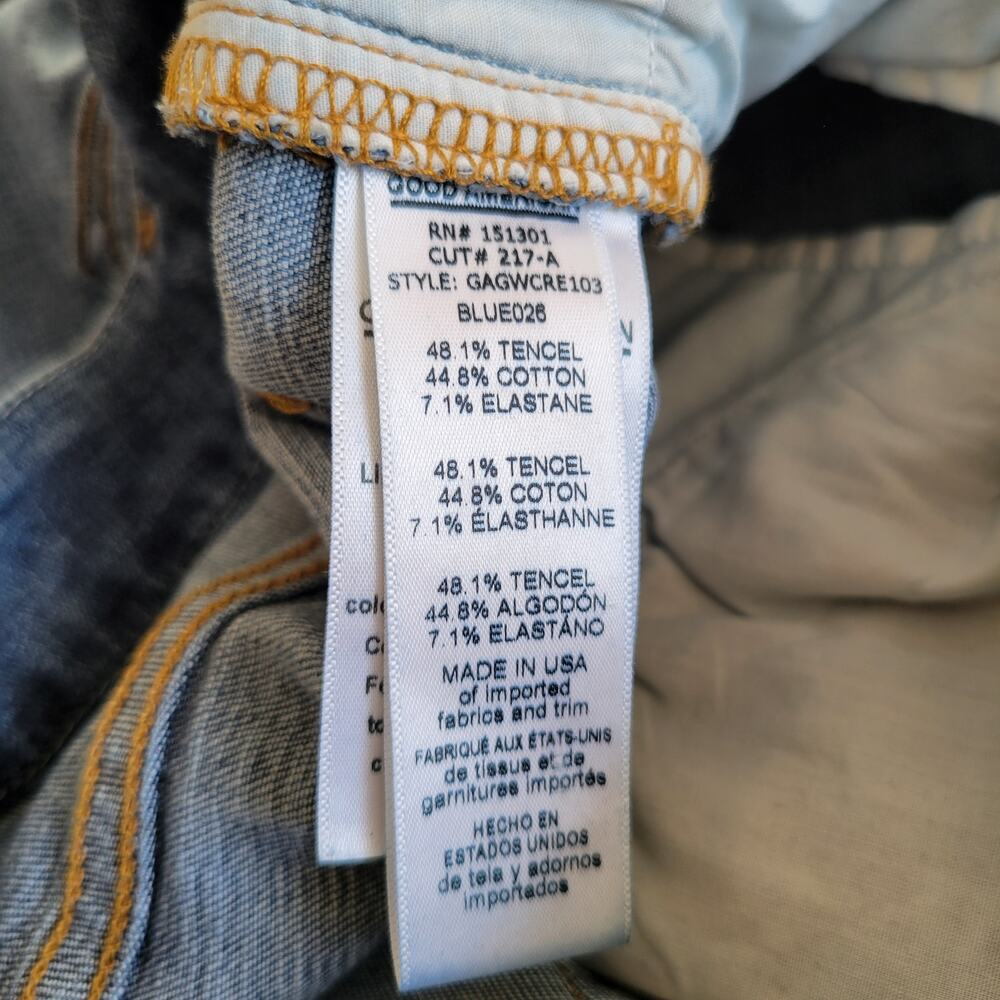 Good American Good Waist Distressed Jeans Skinny Raw Hem Stretch Women 8 - Picture 11 of 12